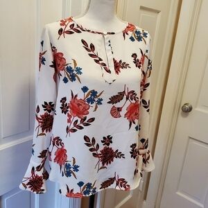LOFT Floral Print Blouse Size SP, Business Casual Colorful